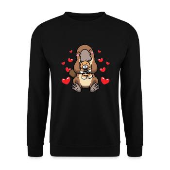 Kawaii platypus with plush platypus - Unisex Sweatshirt - black - Front - Alina (178cm) & Michal (187cm)