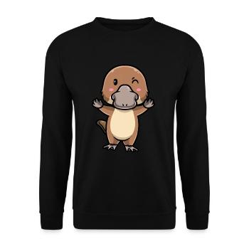 Émoticône ornithorynque de Kawaii - Sweat-shirt Unisexe - noir - Devant - Alina (178cm) & Michal (187cm)