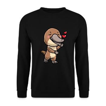Émoticône ornithorynque de Kawaii - Sweat-shirt Unisexe - noir - Devant - Alina (178cm) & Michal (187cm)