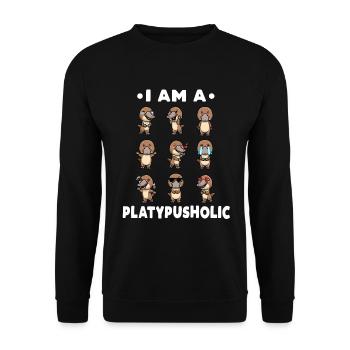 Émoticône ornithorynque de Kawaii - Sweat-shirt Unisexe - noir - Devant - Alina (178cm) & Michal (187cm)