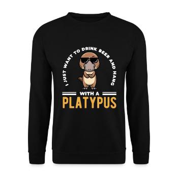 Buvez de la bière et passez du temps avec un ornithorynque - Sweat-shirt Unisexe - noir - Devant - Alina (178cm) & Michal (187cm)