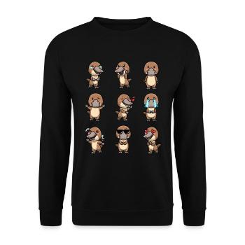 Émoticône ornithorynque de Kawaii - Sweat-shirt Unisexe - noir - Devant - Alina (178cm) & Michal (187cm)