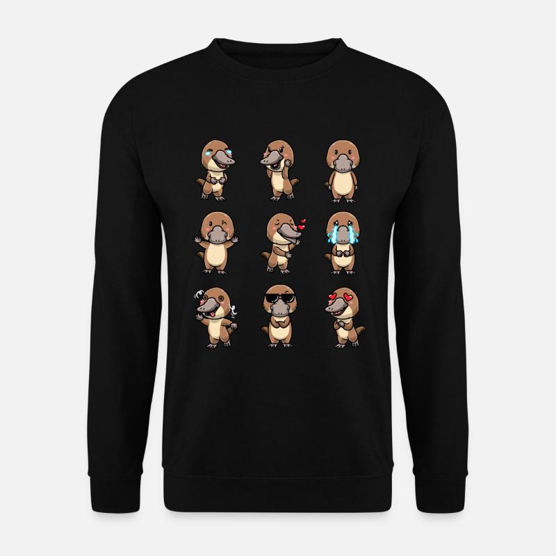 Kawaii Platypus Emoticon - Unisex Sweatshirt - black