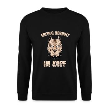 Erfolg beginnt im Kopf Mindset Glauben Erfolg - Unisex Pullover - Schwarz - Vorne - Alina (178cm) & Michal (187cm)