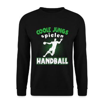 Coole Jungs spielen Handball, Handballer - Unisex Pullover - Schwarz - Vorne - Alina (178cm) & Michal (187cm)