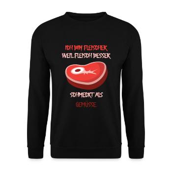 Fleischer weil Fleisch besser schmeckt als Gemüsse - Unisex Pullover - Schwarz - Vorne - Alina (178cm) & Michal (187cm)
