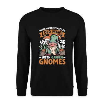Vieil homme avec nains de jardin - Sweat-shirt Unisexe - noir - Devant - Alina (178cm) & Michal (187cm)