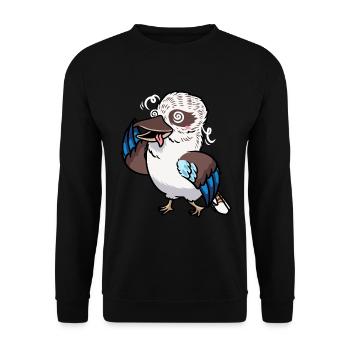 Lachender Hans Vogel Jägerliest Kawaii Emoticon - Unisex Pullover - Schwarz - Vorne - Alina (178cm) & Michal (187cm)