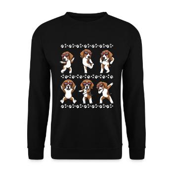 American Foxhound Hund Mit Sonnenbrille Tanzen - Unisex Pullover - Schwarz - Vorne - Alina (178cm) & Michal (187cm)