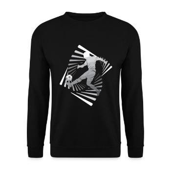 Fußball Plaer Kick Ball Mit Wirbeln - Unisex Pullover - Schwarz - Vorne - Alina (178cm) & Michal (187cm)
