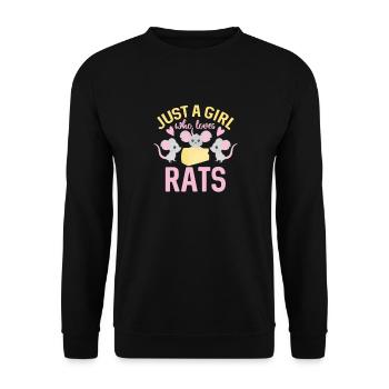 Rat Just a girl who loves rats - Unisex Sweatshirt - black - Front - Alina (178cm) & Michal (187cm)