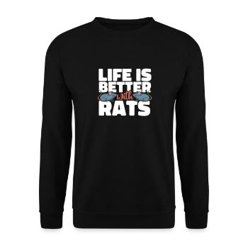 Rat life is better with rat life rats - Unisex Sweatshirt - black - Front - Alina (178cm) & Michal (187cm)