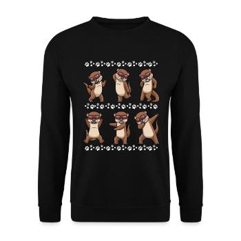 Tanzender Otter Mit Sonnenbrille - Unisex Pullover - Schwarz - Vorne - Alina (178cm) & Michal (187cm)