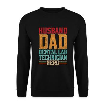 Dental technician dental prosthodontist father - Unisex Sweatshirt - black - Front - Alina (178cm) & Michal (187cm)
