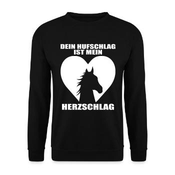 Pferde Herzschlag Reiten Hufe Hufeisen Herz Pony - Unisex Pullover - Schwarz - Vorne - Alina (178cm) & Michal (187cm)