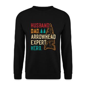 Pfeilspitzen Speerspitze Arrowhead Hunter Vater - Unisex Pullover - Schwarz - Vorne - Alina (178cm) & Michal (187cm)
