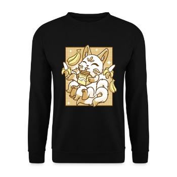 Kitsune Japon Anime Kawaii Lait de banane - Sweat-shirt Unisexe - noir - Devant - Alina (178cm) & Michal (187cm)