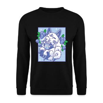 Kitsune Japon Anime Kawaii Blueberry - Sweat-shirt Unisexe - noir - Devant - Alina (178cm) & Michal (187cm)