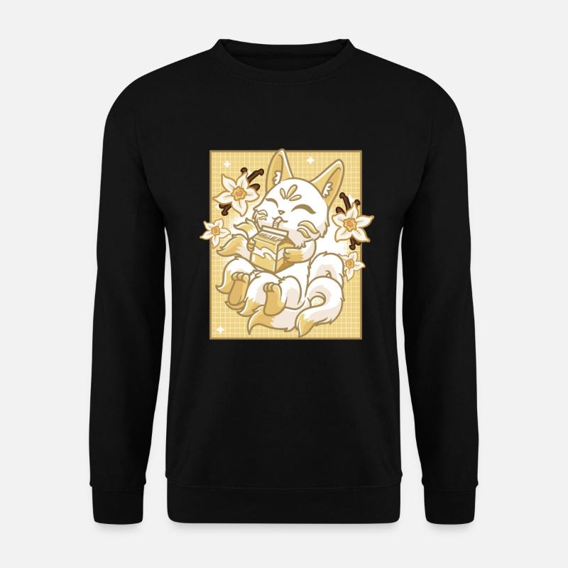 Kitsune Japan Anime Kawaii Vanillemilch - Unisex Pullover - Schwarz