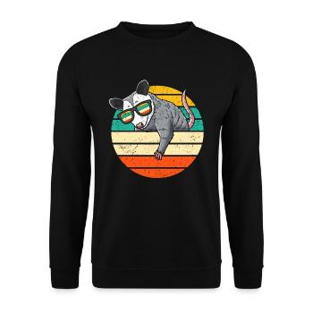 Retro Opossum Mit Sonnenbrille Opossum - Unisex Pullover - Schwarz - Vorne - Alina (178cm) & Michal (187cm)