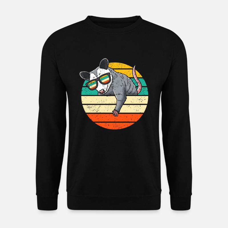 Retro Opossum Mit Sonnenbrille Opossum - Unisex Pullover - Schwarz