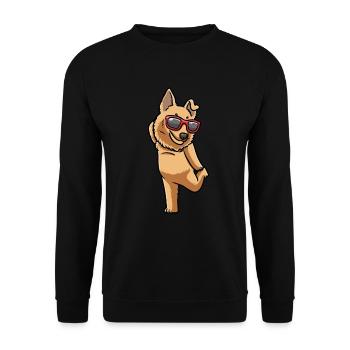Basque Shepherd Dog Dog with Sunglasses - Unisex Sweatshirt - black - Front - Alina (178cm) & Michal (187cm)