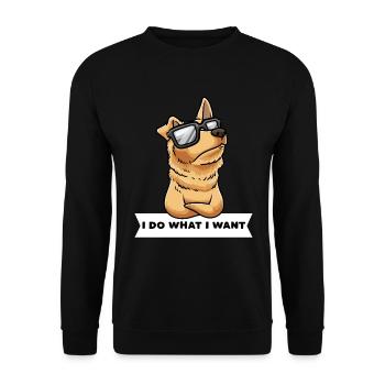 Perro Pastor Vasco Hund Mit Sonnenbrille - Unisex Pullover - Schwarz - Vorne - Alina (178cm) & Michal (187cm)