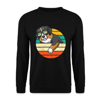 Berner Sennenhund Bouvier Bernois Hund Retro - Unisex Pullover - Schwarz - Vorne - Alina (178cm) & Michal (187cm)