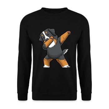 Berner Sennenhund Hund Bouvier Bernois Dabbing - Unisex Pullover - Schwarz - Vorne - Alina (178cm) & Michal (187cm)