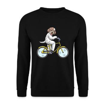 Lagotto Romagnolo chien sur un vélo - Sweat-shirt Unisexe - noir - Devant - Alina (178cm) & Michal (187cm)