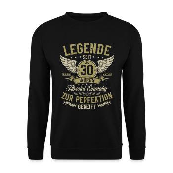 30 Geburtstag Geschenk - Legende seit 30 Jahren - Unisex Pullover - Schwarz - Vorne - Alina (178cm) & Michal (187cm)