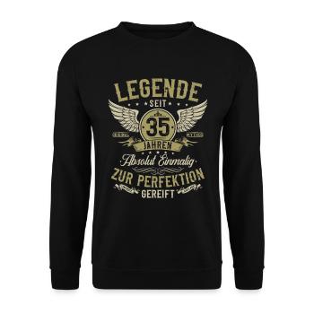 35 Geburtstag Geschenk - Legende seit 35 Jahren - Unisex Pullover - Schwarz - Vorne - Alina (178cm) & Michal (187cm)