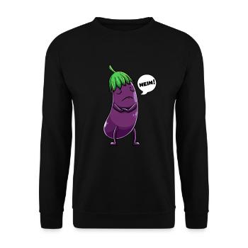 Aubergine Obst Und Gemüse - Unisex Pullover - Schwarz - Vorne - Alina (178cm) & Michal (187cm)
