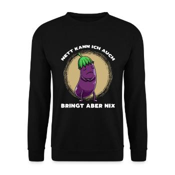 Aubergine Obst Und Gemüse - Unisex Pullover - Schwarz - Vorne - Alina (178cm) & Michal (187cm)
