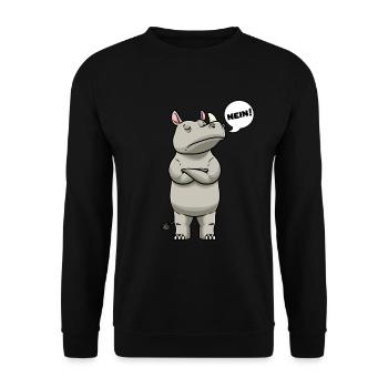 Rhinozeros Nashorn Stur Nein - Unisex Pullover - Schwarz - Vorne - Alina (178cm) & Michal (187cm)