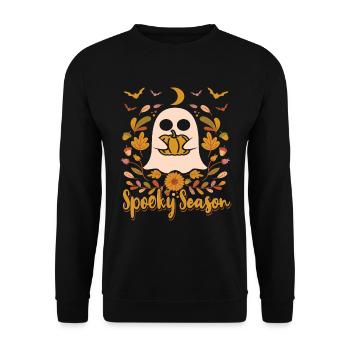 Niedliches Gespenst Halloween Gespenstische Saison - Unisex Pullover - Schwarz - Vorne - Alina (178cm) & Michal (187cm)