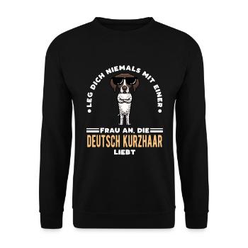 Deutsch Kurzhaar Hund Deutscher Kurzhaariger - Unisex Pullover - Schwarz - Vorne - Alina (178cm) & Michal (187cm)