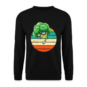 Drôle Rétro Brocoli Légume Végétalien - Sweat-shirt Unisexe - noir - Devant - Alina (178cm) & Michal (187cm)