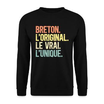 Breton L'Original Le Vrai L'Unique Homme Breton - Sweat-shirt Unisexe - noir - Devant - Alina (178cm) & Michal (187cm)