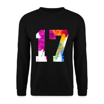 NUMMER 17 JAHRE ALT 17. GEBURTSTAG - Unisex Pullover - Schwarz - Vorne - Alina (178cm) & Michal (187cm)