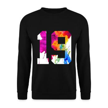 NUMBER 19 YEARS OLD 19TH BIRTHDAY - Unisex Sweatshirt - black - Front - Alina (178cm) & Michal (187cm)