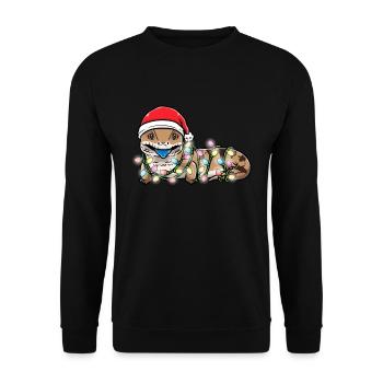 Blauzungenskink Eidechse Mit Weihnachtsbeleuchtung - Unisex Pullover - Schwarz - Vorne - Alina (178cm) & Michal (187cm)