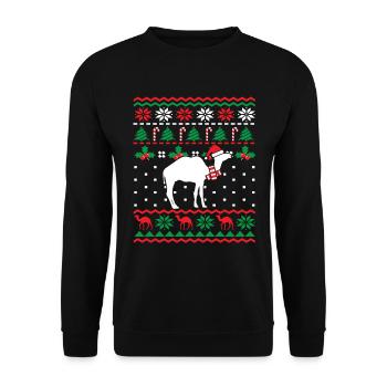 Christmas camel with santa hat desert animal - Unisex Sweatshirt - black - Front - Alina (178cm) & Michal (187cm)