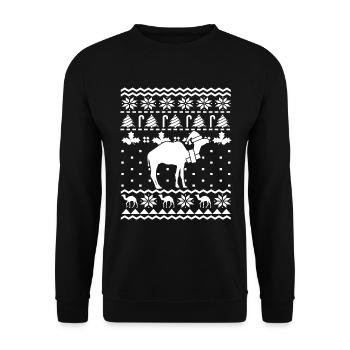 Christmas camel with santa hat desert animal - Unisex Sweatshirt - black - Front - Alina (178cm) & Michal (187cm)