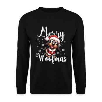 Rauhaardackel Hund Weihnachten - Unisex Pullover - Schwarz - Vorne - Alina (178cm) & Michal (187cm)