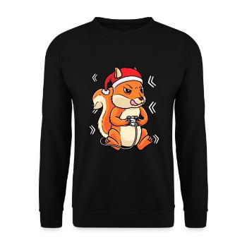 Christmas Squirrel Gamer Video Game Player - Unisex Sweatshirt - black - Front - Alina (178cm) & Michal (187cm)