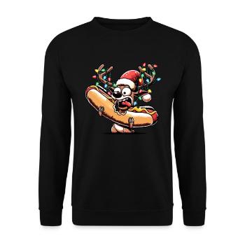 Hot dog reindeer with Christmas lights - Unisex Sweatshirt - black - Front - Alina (178cm) & Michal (187cm)