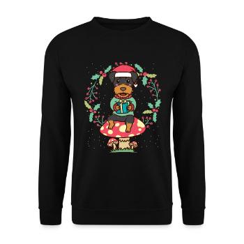 Chasse allemande Terrier chien Couronne de Noël - Sweat-shirt Unisexe - noir - Devant - Alina (178cm) & Michal (187cm)