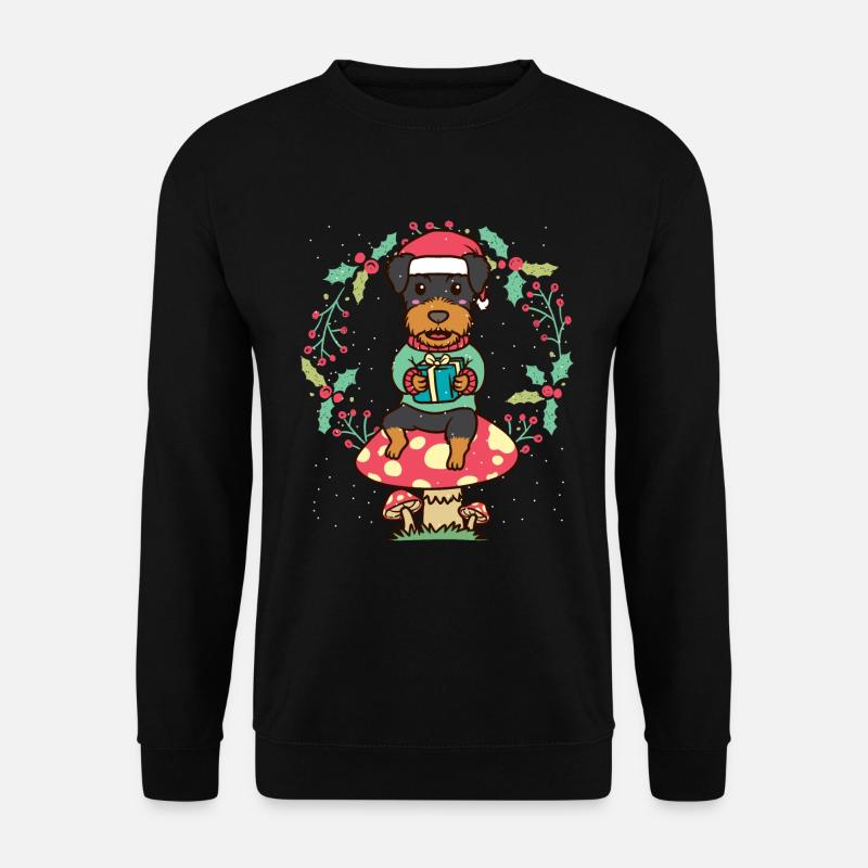 Deutsche Jagdterrier Hund Weihnachtskranz - Unisex Pullover - Schwarz