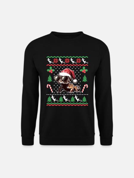Lustige Leopard Gecko Weihnachten Weihnachten - Unisex Pullover - Schwarz